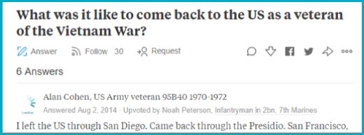 Quora answer to Vietnam War veterans DOM blog