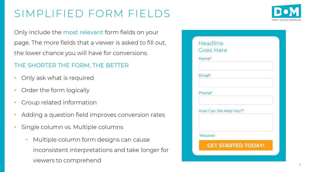 Landing Page Best Practices - Simplified Form Fields