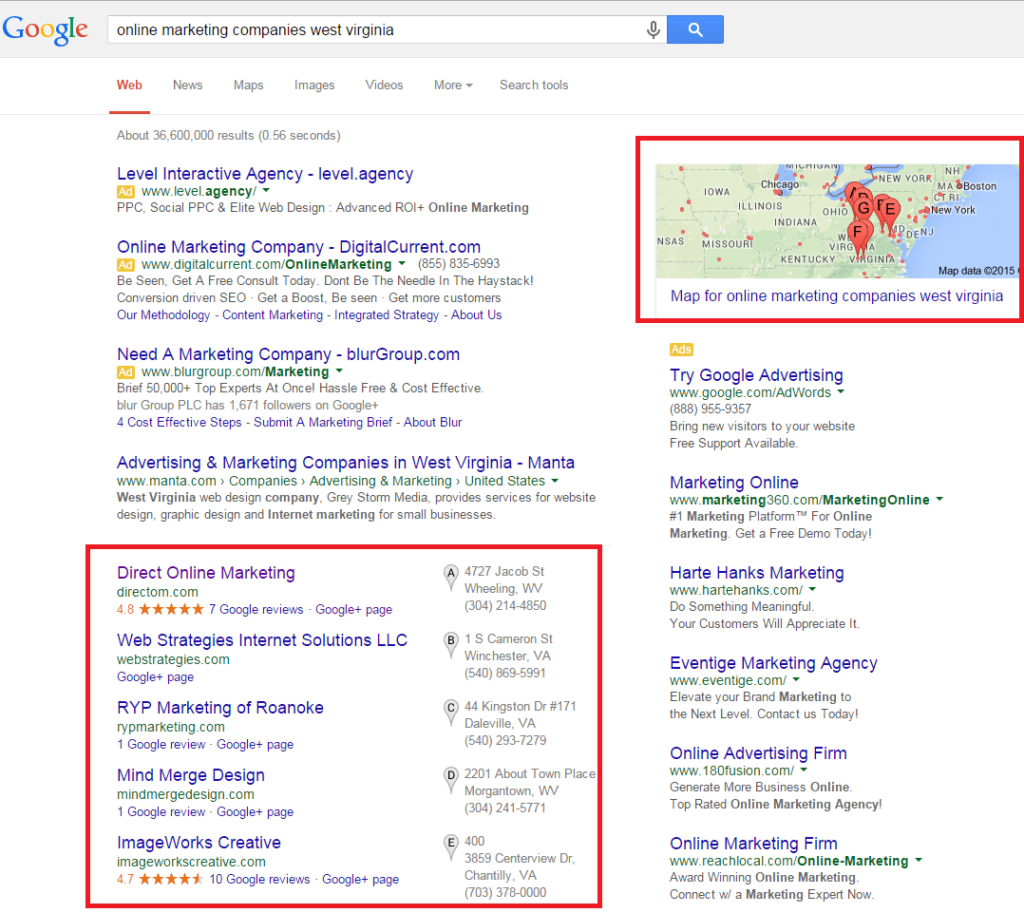 GMB Generic Local Search Results