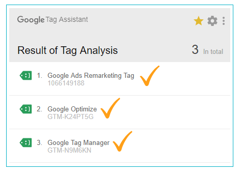 An example of Tag Assistant by Google