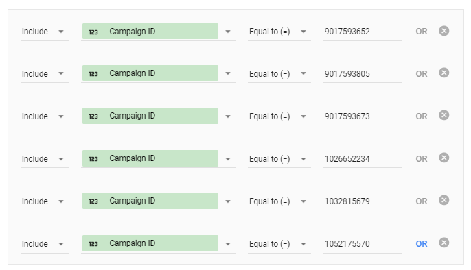 Filter by campaign id in google data studio