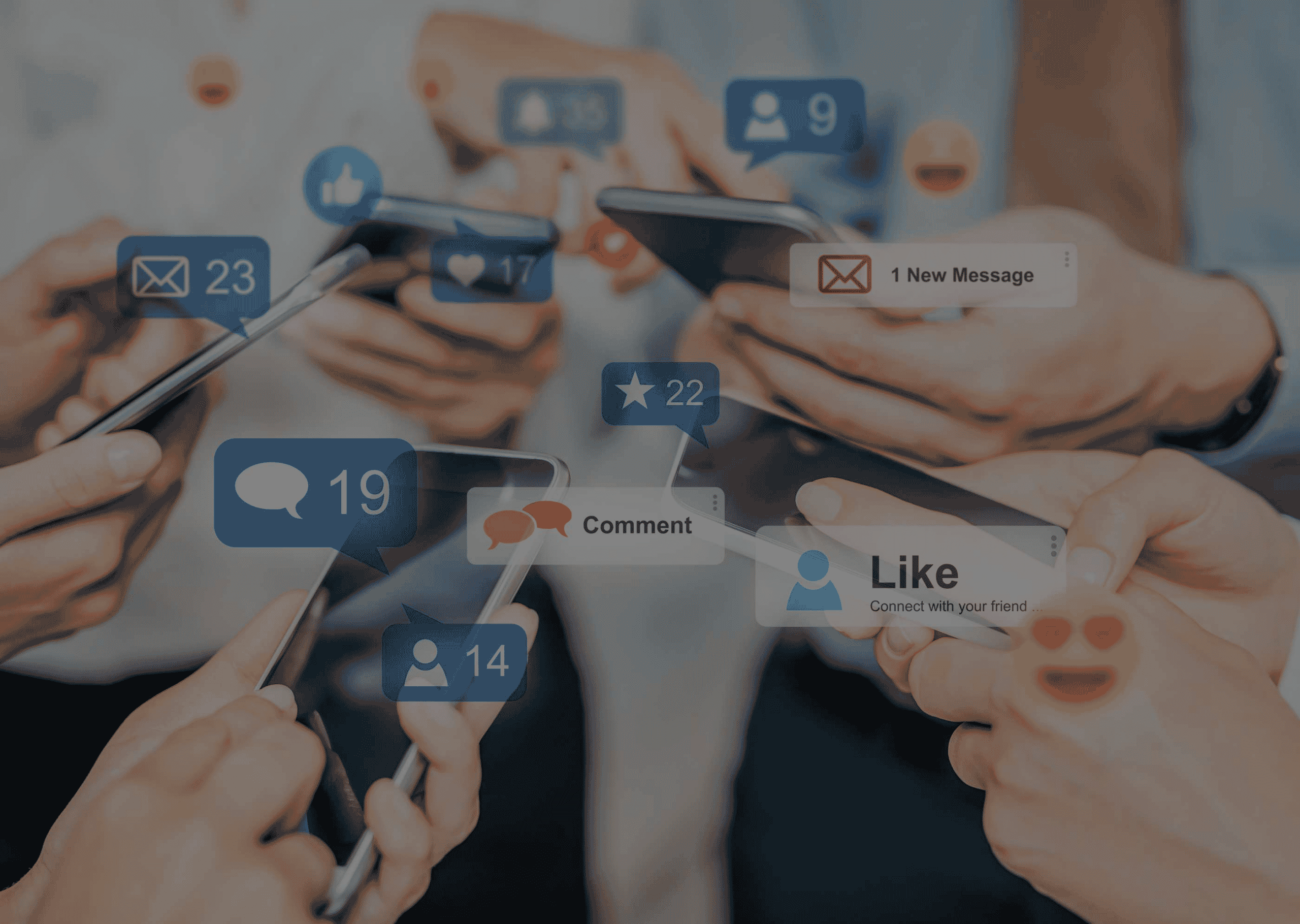 Social Media Marketing Service | Social Media Advertising | People Holding Phones in Circle