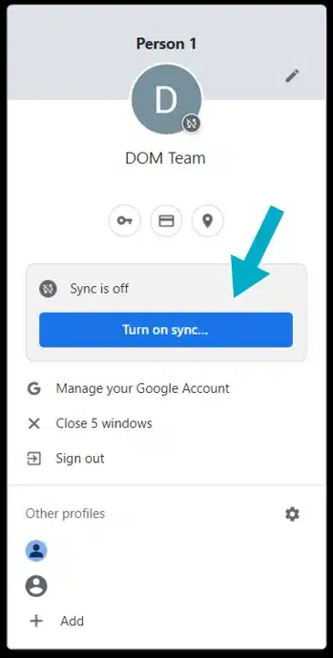 Google account turn on sync