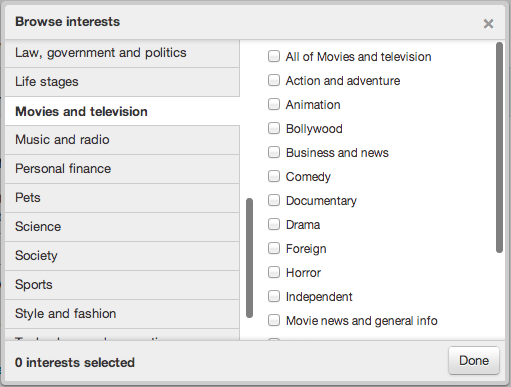 twitter interest targeting categories twitter interest targeting categories