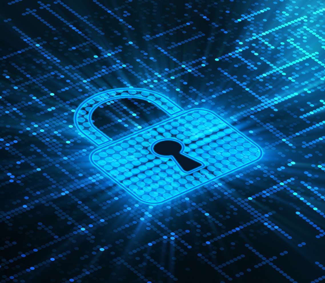 Cookie consent - lock symbol with bits and bytes flying around